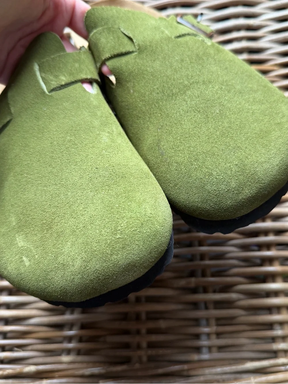 New Betula Birkenstock Boston Men's Green Suede Buckle Sandals 42 EU 9 US Clog